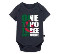 Spreadshirt One Two Three Viva l'Algérie Cadeau Drapeau Algérie Body Manches Courtes Bébé Bio, 62 (2-3 mois), bleu marine