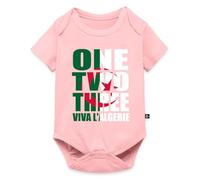 Spreadshirt One Two Three Viva l'Algérie Cadeau Drapeau Algérie Body Manches Courtes Bébé Bio, 80 (9-12 mois), rose