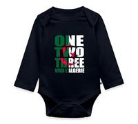 Spreadshirt One Two Three Viva l'Algérie Cadeau Drapeau Algérie Body Manches Longues Bébé Bio, 80 (9-12 mois), bleu marine