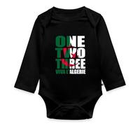 Spreadshirt One Two Three Viva l'Algérie Cadeau Drapeau Algérie Body Manches Longues Bébé Bio, 80 (9-12 mois), noir