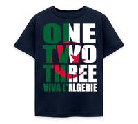 Spreadshirt One Two Three Viva l'Algérie Cadeau Drapeau Algérie T Shirt Enfant, 122/128 (7-8 Ans), Marine