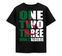 Spreadshirt One Two Three Viva l'Algérie Cadeau Drapeau Algérie T Shirt Enfant, 122/128 (7-8 Ans), Noir