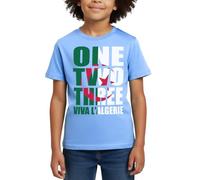 Spreadshirt One Two Three Viva l'Algérie Cadeau Drapeau Algérie T Shirt Enfant, 98/104 (3-4 Ans), Bleu Ciel