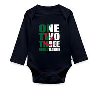 Spreadshirt One Two Three Viva l'Algérie Cadeau Drapeau Algérien Algérienne Body Bébé Bio Manches Longues, 80 (9-12 mois), bleu marine