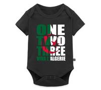 Spreadshirt One Two Three Viva l'Algérie Cadeau Drapeau Algérien Algérienne Body Manches Courtes Bébé Bio, 80 (9-12 mois), noir