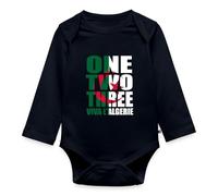 Spreadshirt One Two Three Viva l'Algérie Cadeau Drapeau Algérien Algérienne Body Manches Longues Bébé Bio, 80 (9-12 mois), bleu marine