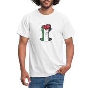 Spreadshirt Palestine Faust Free Palestine T Shirt Homme, L, Blanc