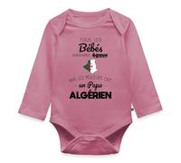 Spreadshirt Papa Algérien Cadeau Grossesse Humour Naissance Papa Body Manches Longues Bébé Bio, 62 (2-3 mois), mauve