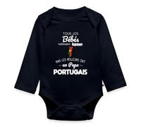 Spreadshirt Papa Portugais Bébé Cadeau Drôle Naissance Fête Des Pères Body Manches Longues Bébé Bio, 68 (3-6 mois), bleu marine