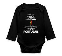 Spreadshirt Papa Portugais Bébé Cadeau Drôle Naissance Fête Des Pères Body Manches Longues Bébé Bio, 68 (3-6 mois), noir