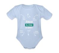 Spreadshirt Papa Tu Peux Le Faire Instructions Habillage Annonce Grossesse Mode d’Emploi Body Bébé Bio Manches Courtes, 80 (9-12 mois), ciel