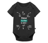 Spreadshirt Papa Tu Peux Le Faire Instructions Habillage Annonce Grossesse Mode d’Emploi Body Manches Courtes Bébé Bio, 86 (12-18 mois), noir