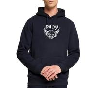 Spreadshirt Papy Rock'n'Roll Cadeau Papi Sweat À Capuche Homme Premium, 3XL, Bleu Marine