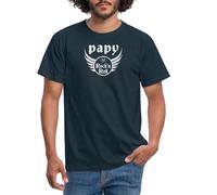 Spreadshirt Papy Rock'n'Roll T-Shirt Homme, XXL, Marine