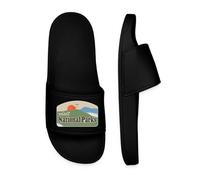 Spreadshirt Parcs Nationaux Nature Aventure Rétro Cadeau Randonneur Claquettes Homme Piscine, 42, noir