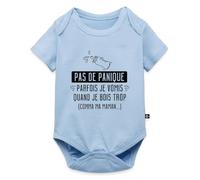 Spreadshirt Parfois Je Vomis Quand Je Bois Trop (Comme Maman) Body Manches Courtes Bébé Bio, 68 (3-6 mois), bleu clair