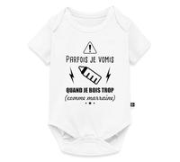 Spreadshirt® Parfois Je Vomis Quand Je Bois Trop (Comme Marraine) Body Bébé Bio Manches Courtes, 0-3 mois, blanc