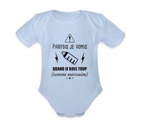 Spreadshirt Parfois Je Vomis Quand Je Bois Trop (Comme Marraine) Body Bébé Bio Manches Courtes, 80 (9-12 mois), ciel