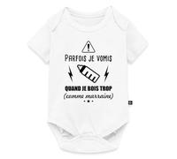 Spreadshirt Parfois Je Vomis Quand Je Bois Trop (Comme Marraine) Body Manches Courtes Bébé Bio