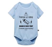 Spreadshirt Parfois Je Vomis Quand Je Bois Trop (Comme Marraine) Body Manches Courtes Bébé Bio, 86 (12-18 mois), bleu clair