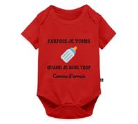 Spreadshirt Parfois Je Vomis Quand Je Bois Trop Comme Parrain Body Manches Courtes Bébé Bio, 68 (3-6 mois), rouge