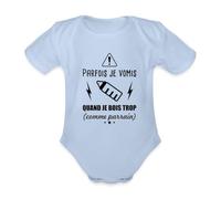 Spreadshirt Parfois Je Vomis Quand Je Bois Trop (Comme Parrain) Humour Body Bébé Bio Manches Courtes, 80 (9-12 mois), ciel