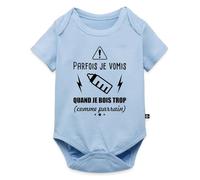 Spreadshirt Parfois Je Vomis Quand Je Bois Trop (Comme Parrain) Humour Body Manches Courtes Bébé Bio, 80 (9-12 mois), bleu clair