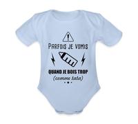 Spreadshirt Parfois Je Vomis Quand Je Bois Trop (Comme Tata) Body Bébé Bio Manches Courtes, 68 (3-6 mois), ciel
