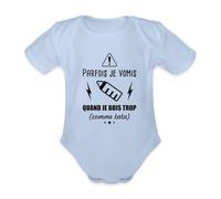 Spreadshirt Parfois Je Vomis Quand Je Bois Trop (Comme Tata) Body Bébé Bio Manches Courtes, 80 (9-12 mois), ciel
