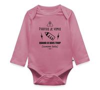 Spreadshirt Parfois Je Vomis Quand Je Bois Trop (Comme Tata) Body Manches Longues Bébé Bio, 68 (3-6 mois), mauve