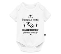 Spreadshirt Parfois Je Vomis Quand Je Bois Trop (comme Tonton) Humour Body Manches Courtes Bébé Bio, 80 (9-12 mois), blanc