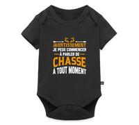 Spreadshirt® Parler De Chasse Idée Cadeau Chasseur Body Bébé Bio Manches Courtes, 0-3 mois, noir