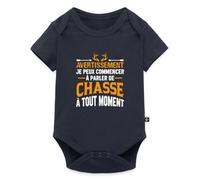 Spreadshirt Parler De Chasse Idée Cadeau Chasseur Body Manches Courtes Bébé Bio, 62 (2-3 mois), bleu marine