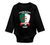 Spreadshirt Pas Parfait Mais Algérien Algérie Cadeau Arabe Drapeau Body Bébé bio manches longues, 56 (0-1 mois), noir