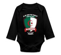 Spreadshirt Pas Parfait Mais Algérien Algérie Cadeau Humour Drapeau Algérie Body Manches Longues Bébé Bio, 68 (3-6 mois), noir