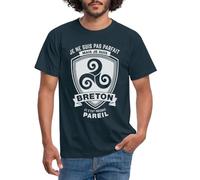 Spreadshirt Pas Parfait mais Breton T-Shirt Homme, L, Marine