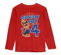 Spreadshirt Paw Patrol 4 Ans Anniversaire Chase T Shirt Manches Longues Enfant Premium, 110/116 (4 Ans), Rouge