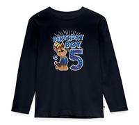 Spreadshirt Paw Patrol 5 Ans Anniversaire Chase T Shirt Manches Longues Enfant Premium, 122/128 (6 Ans), Bleu Marine