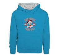 Spreadshirt Paw Patrol La Pat' Patrouille Marcus PAWfect Sweat À Capuche Enfant Contrasté, XS (3/4 Years), Bleu Paon/Gris chiné