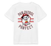 Spreadshirt Paw Patrol La Pat' Patrouille Marcus PAWfect T-Shirt Bio Enfant, 98/104 (3-4 Ans), Blanc