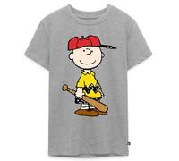 Spreadshirt Peanuts Charlie Brown Baseball T Shirt Ado Premium, 146/152 (10 Ans), Gris chiné