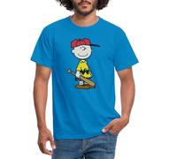 Spreadshirt Peanuts Charlie Brown Baseball T-Shirt Homme, XXL, Bleu Royal