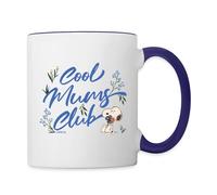 Spreadshirt Peanuts Cool Mums Club | Avec Fleurs Et Snoopy Mug Bicolore, taille unique, blanc/bleu cobalt