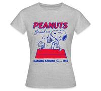 Spreadshirt Peanuts Design Club Social avec Snoopy T-Shirt Femme, L, Gris chiné