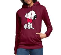 Spreadshirt Peanuts Snoopy Amour Cadeau Saint-Valentin Sweat À Capuche Femme, M, Bordeaux