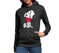 Spreadshirt Peanuts Snoopy Amour Cadeau Saint-Valentin Sweat À Capuche Femme, M, Charbon