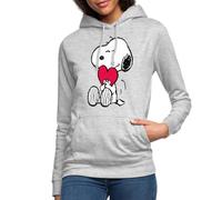 Spreadshirt Peanuts Snoopy Amour Cadeau Saint-Valentin Sweat À Capuche Femme, M, Gris Clair chiné