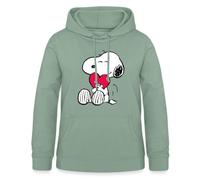 Spreadshirt Peanuts Snoopy Amour Cadeau Saint-Valentin Sweat À Capuche Femme, XXL, Vert-de-Gris