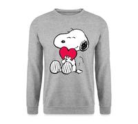 Spreadshirt Peanuts Snoopy Amour Cadeau Saint-Valentin Sweat Unisexe, L, Gris chiné