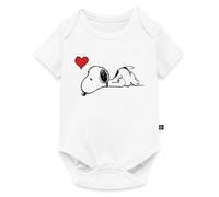 Spreadshirt® Peanuts Snoopy Amour Cœur Body Bébé Bio Manches Courtes, 0-3 mois, blanc